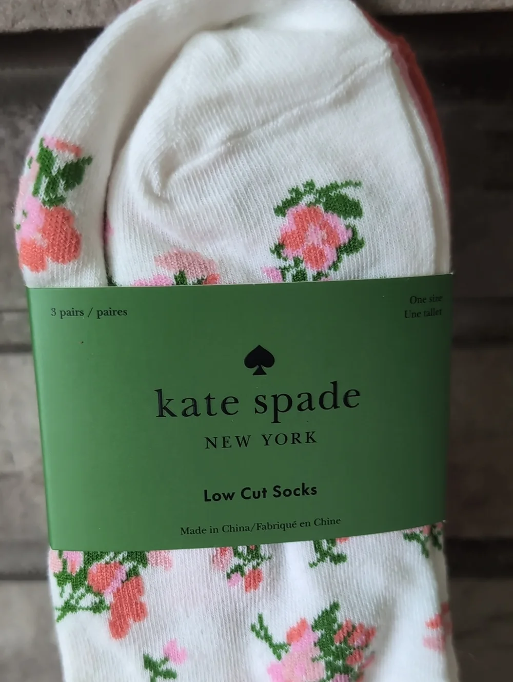 kate spade Floral Low Cut Socks - White & Pink